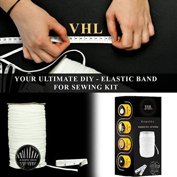 Elastic Band Sewing 100 Yards 1/4 White With 30 Needles And Measuring Tape - Picture 3 of 7